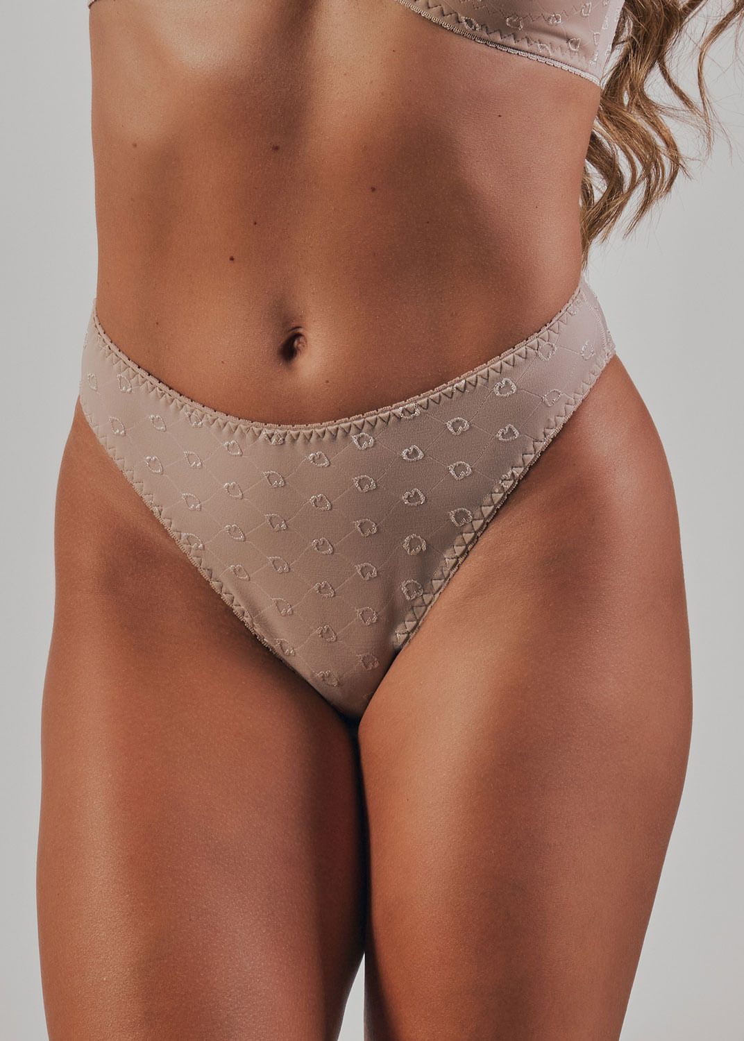 Calcinha Biquíni Em Microfibra Trabalhada Fio Lycra Cuore BEIGE FONCÉ