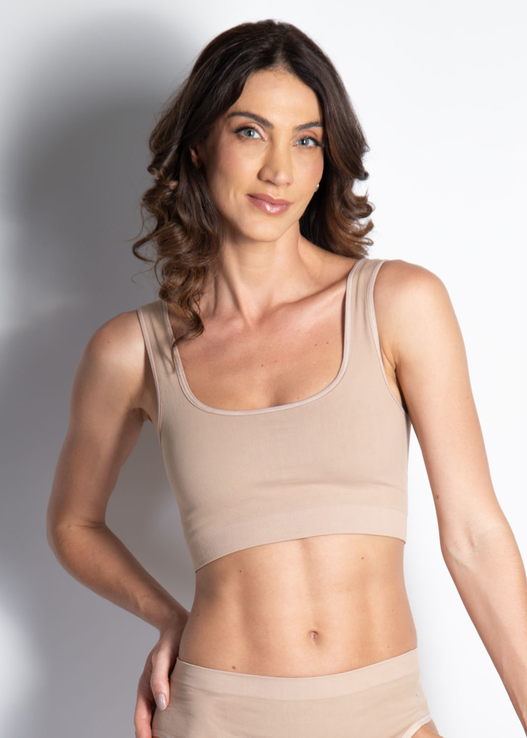 Top Duplo Em Microfibra Fio Adaptiv Liberty BEIGE FONCÉ
