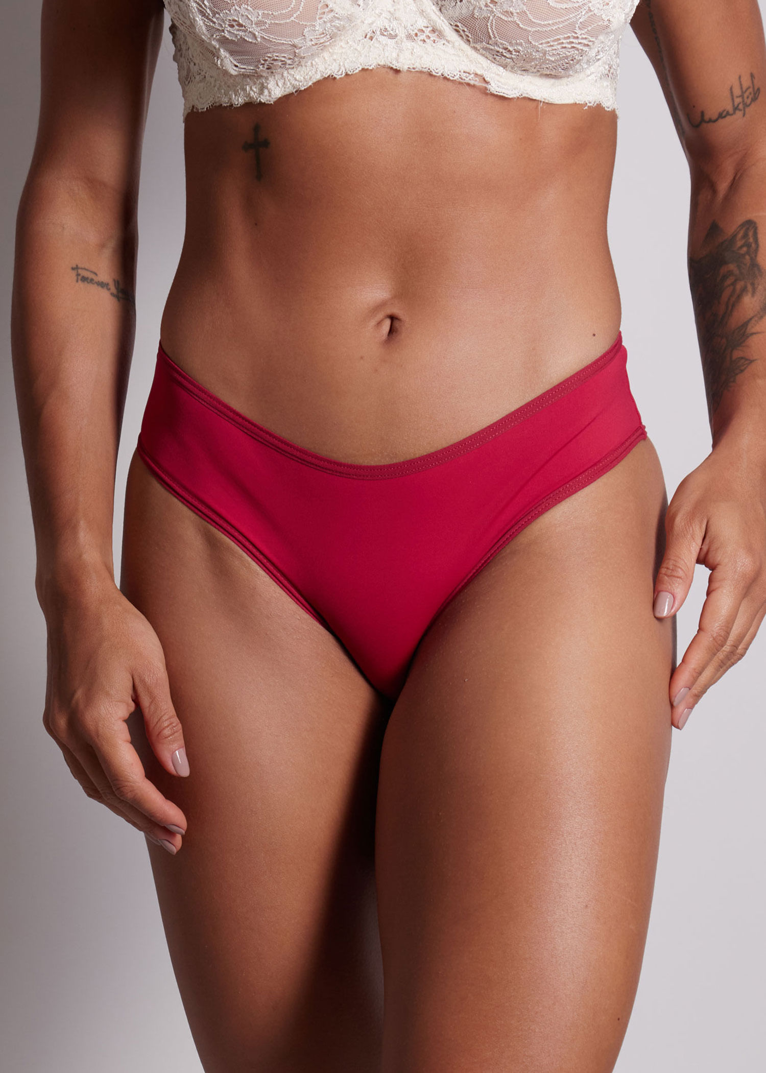 Calcinha Biquíni Latera Média Em Microfibra Com Fio Lycra Cotidien CEREJA