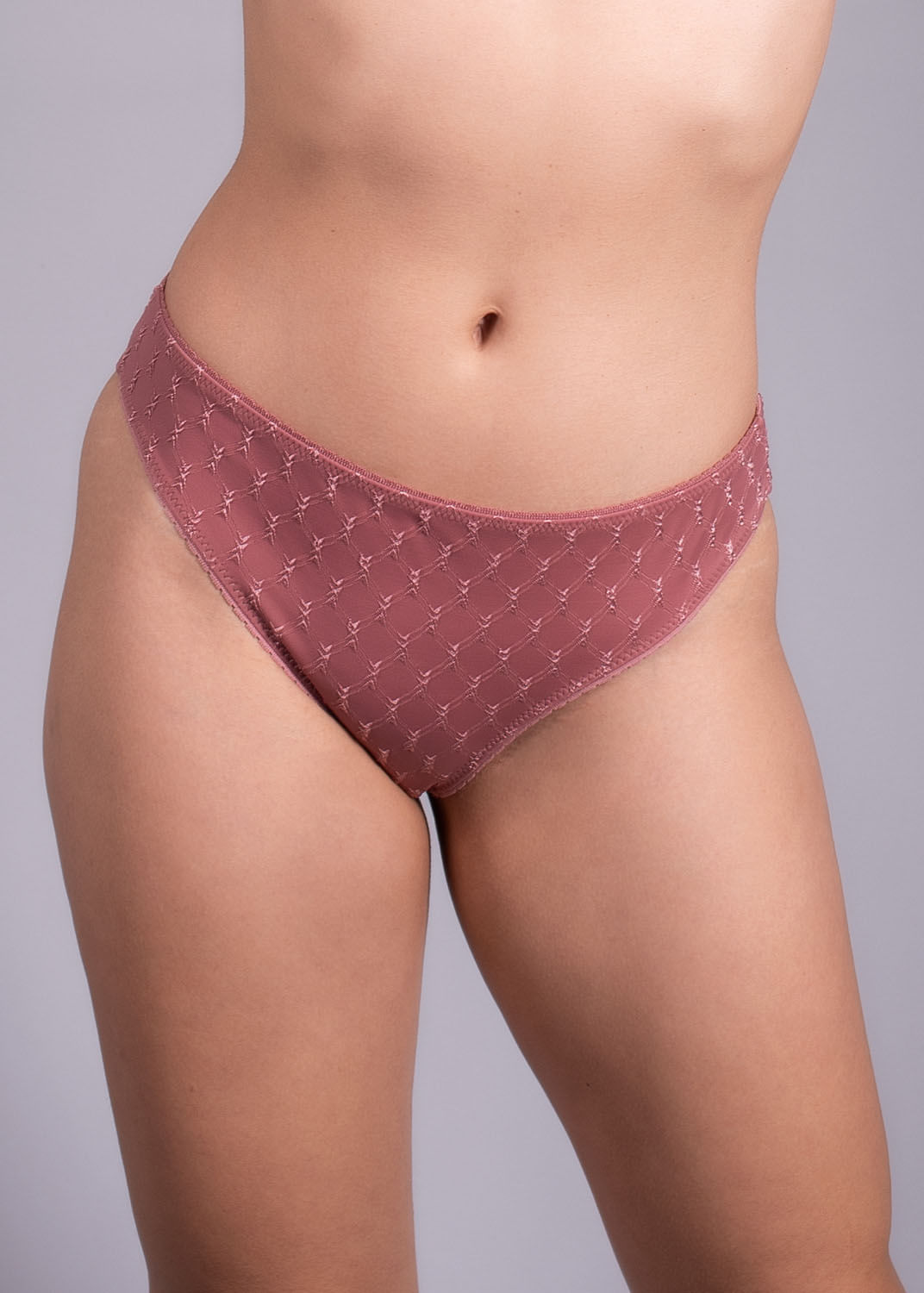 Calcinha Biquíni Em Microfibra Trabalhada Fio Lycra Paris ARGILE ROSÉE
