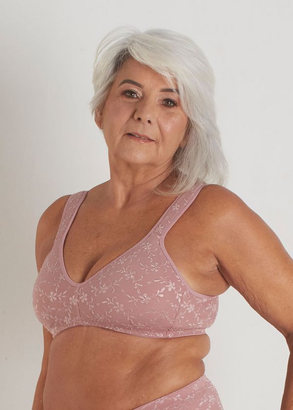 Sutiã Cobertura Total Sem Bojo Sem Aro Em Microfibra Trabalhada Fio Lycra Merlot ROSE PASSÉ 52