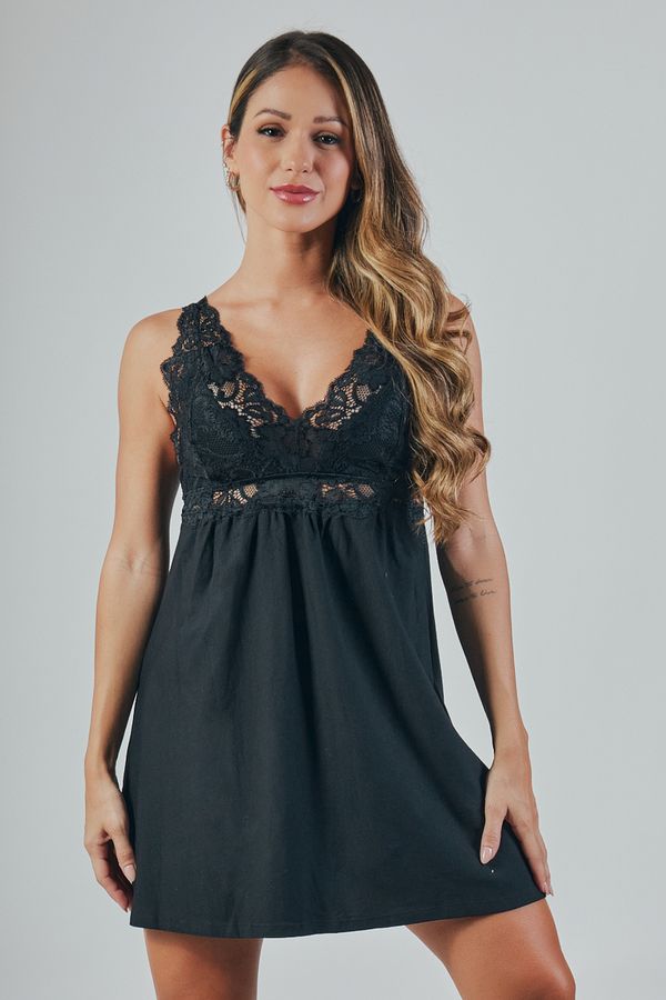 Camisola Em Modal Com Busto Em Renda Dreamy PRETO M