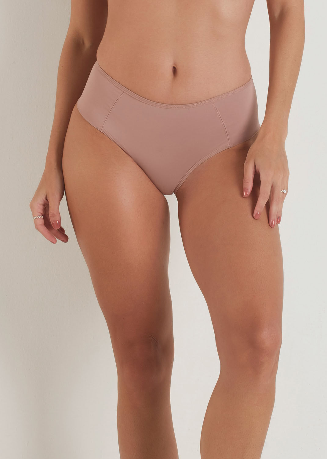 Calcinha Cintura Alta Laterais Duplas Em Microfibra Com Fio Lycra Everyday CASTANHA