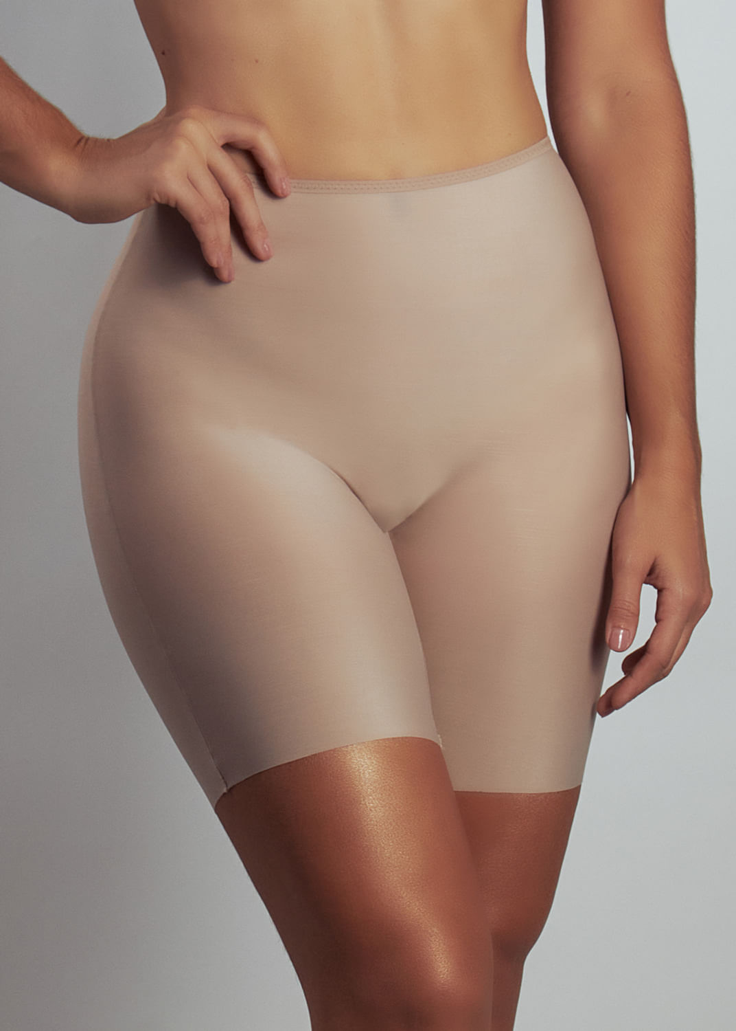 Bermuda Zero Marca Em Microfibra Corte à Fio Laser Control BEIGE FONCÉ