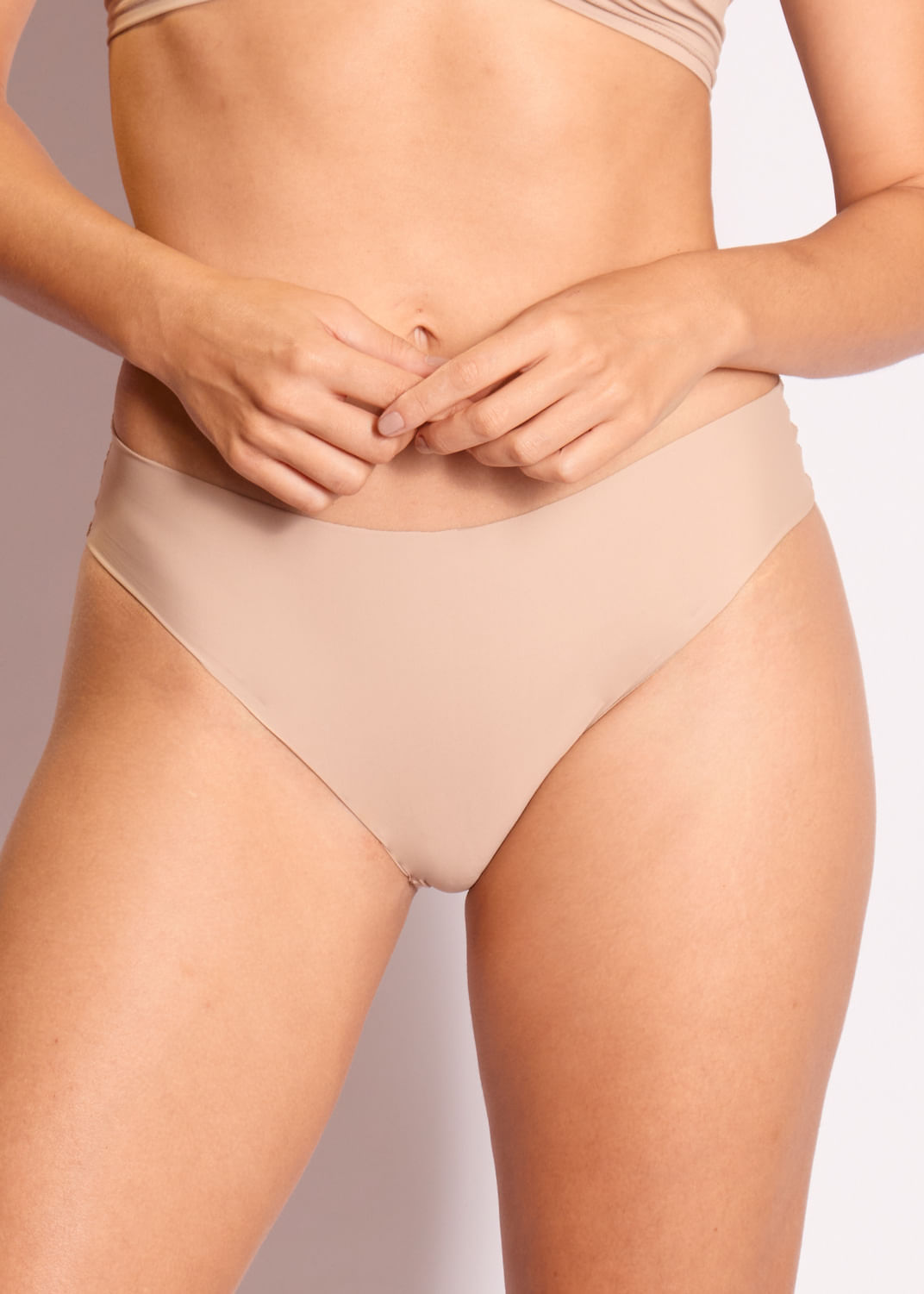 Calcinha Biquíni Em Microfibra Shape Com Corte A Fio Sweet Skin BEIGE FONCÉ