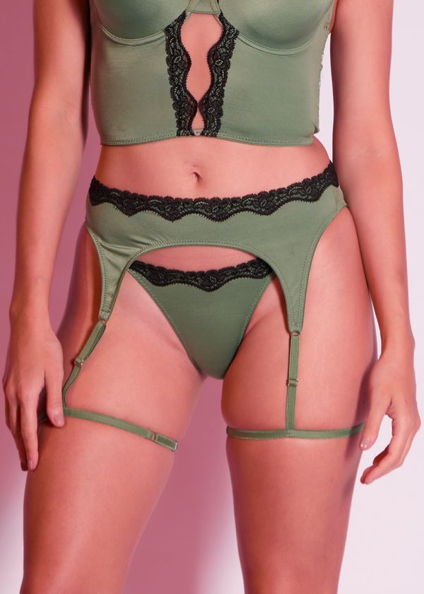 Cinta Liga Em Fio LYCRA® Tactel E Renda Na Cintura Passione OLIVE G