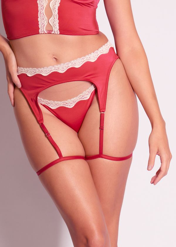 Cinta Liga Em Fio LYCRA® Tactel E Renda Na Cintura Passione CEREJA G