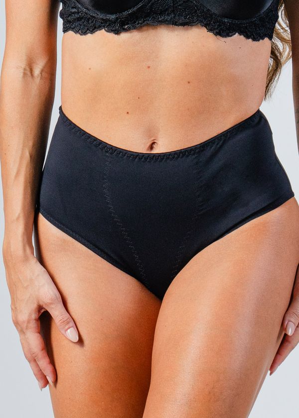 Calcinha Cintura Alta Reforço Frontal e Laterais Largas Em Microfibra Control PRETO M