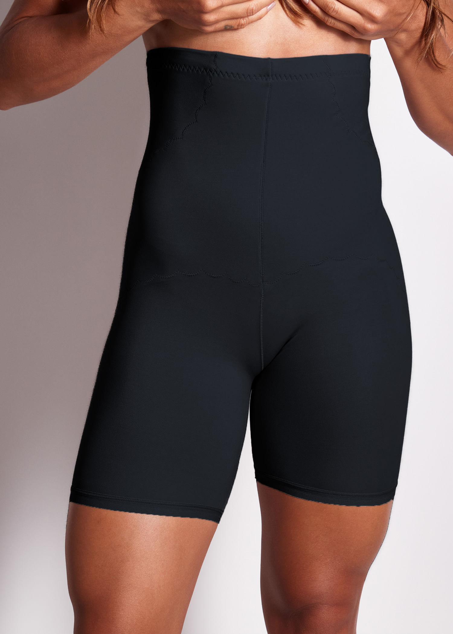 Bermuda Modeladora Em Cetinete Vi Lingerie PRETO