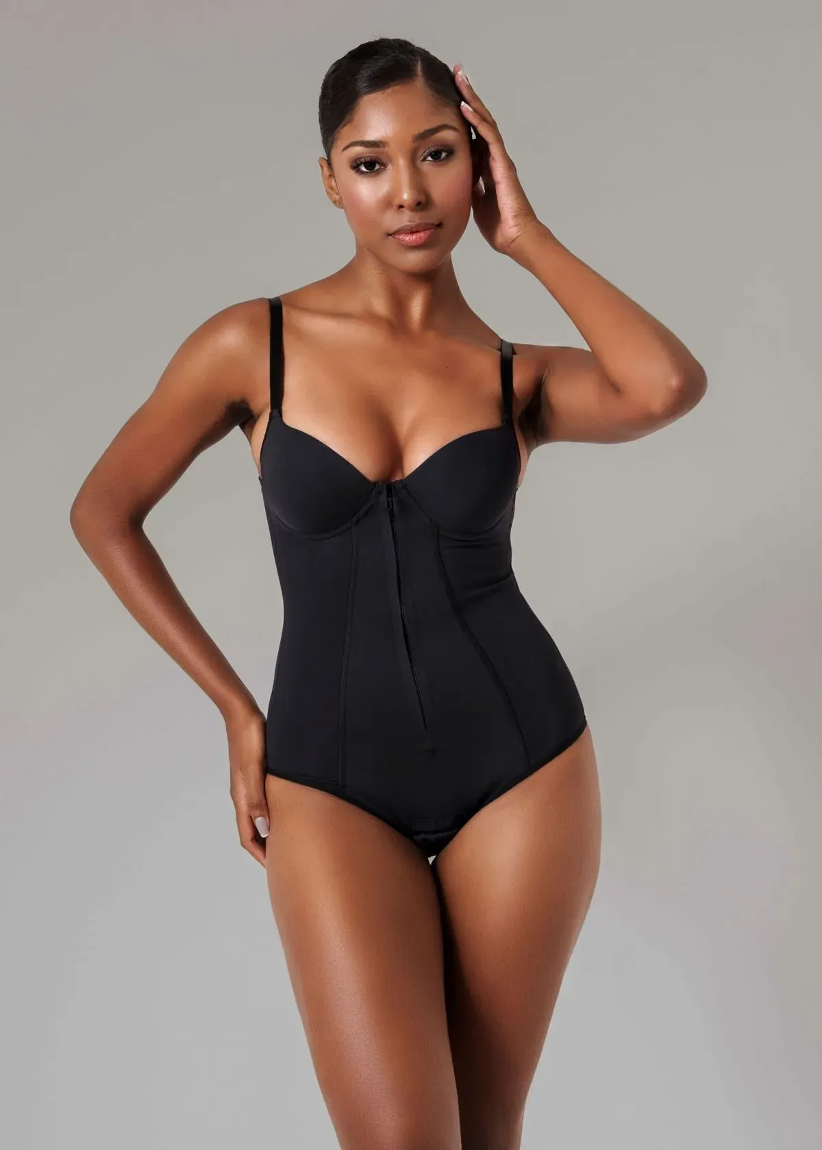 Body Modelador Com Bojo Aro e Zíper Frontal Vi Lingerie PRETO