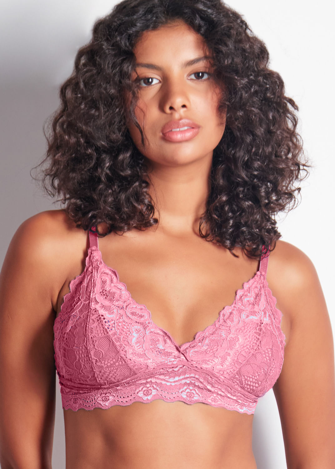 Top Sem Bojo E Sem Aro Todo Em Renda Maya ROSA ANTIGO