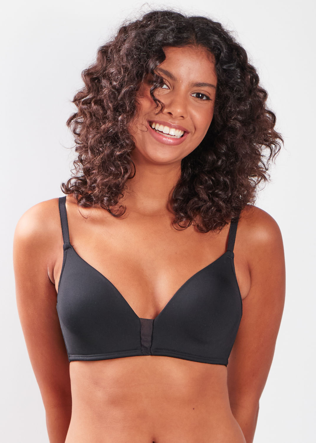 Sutiã Triângulo com Bojo E Detalhe em Tule Em Microfibra Com Fio Lycra Everyday PRETO
