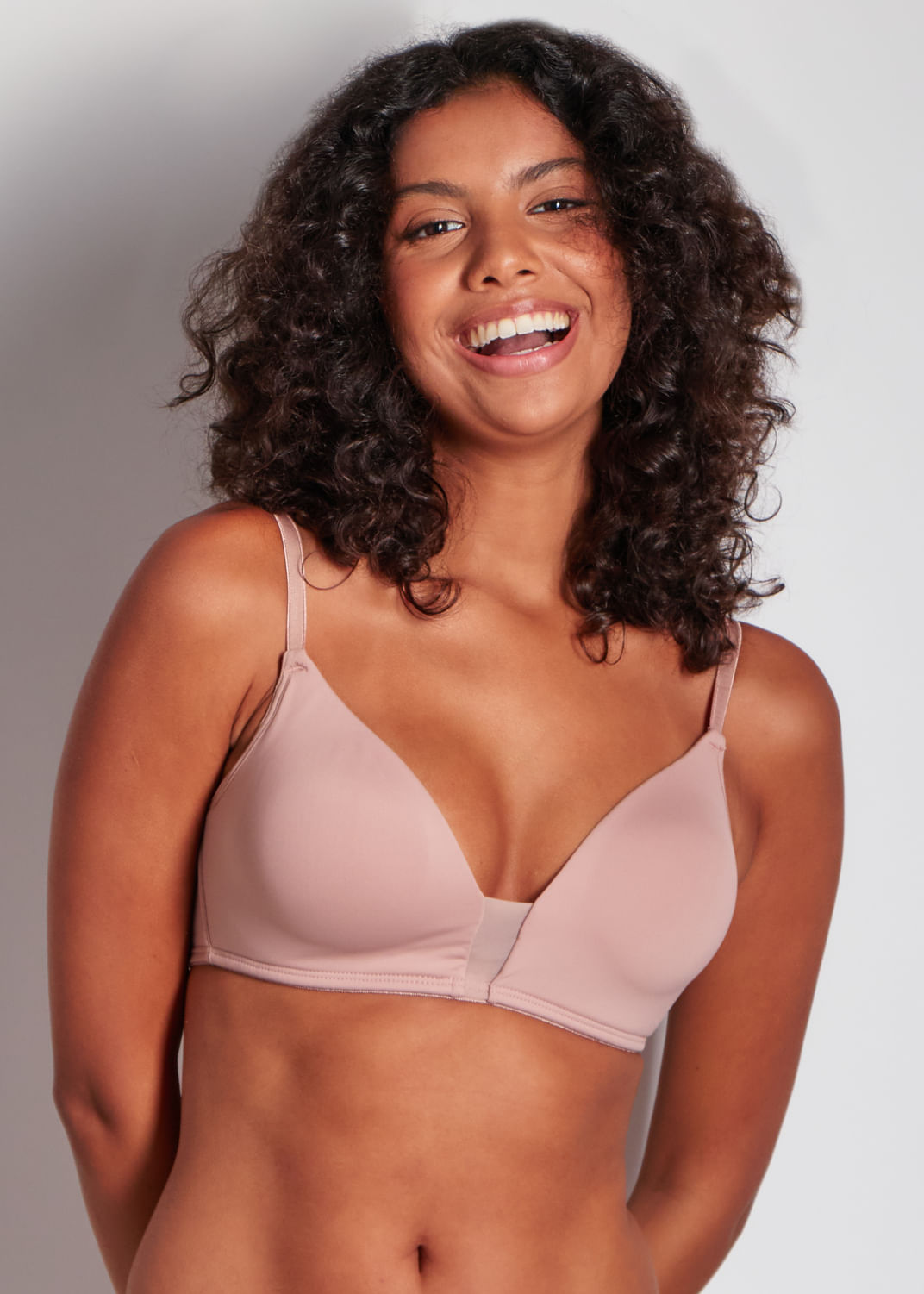 Sutiã Triângulo com Bojo E Detalhe em Tule Em Microfibra Com Fio Lycra Everyday CASTANHA
