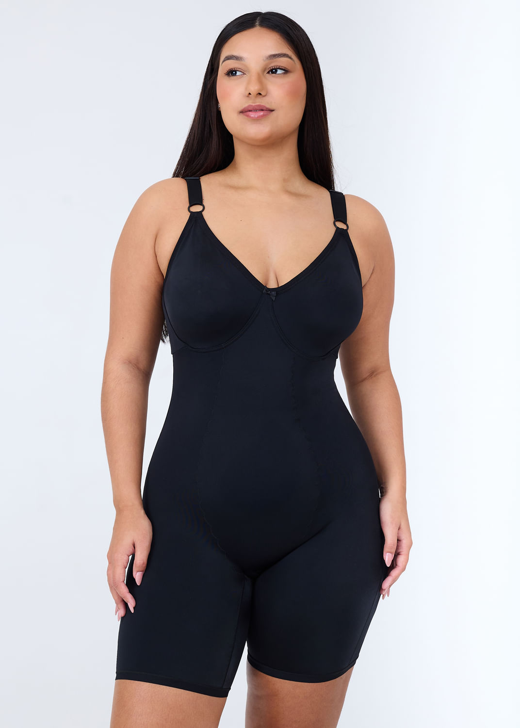Modelador Macaquinho Sem Bojo Plus Size Vi Lingerie
 PRETO