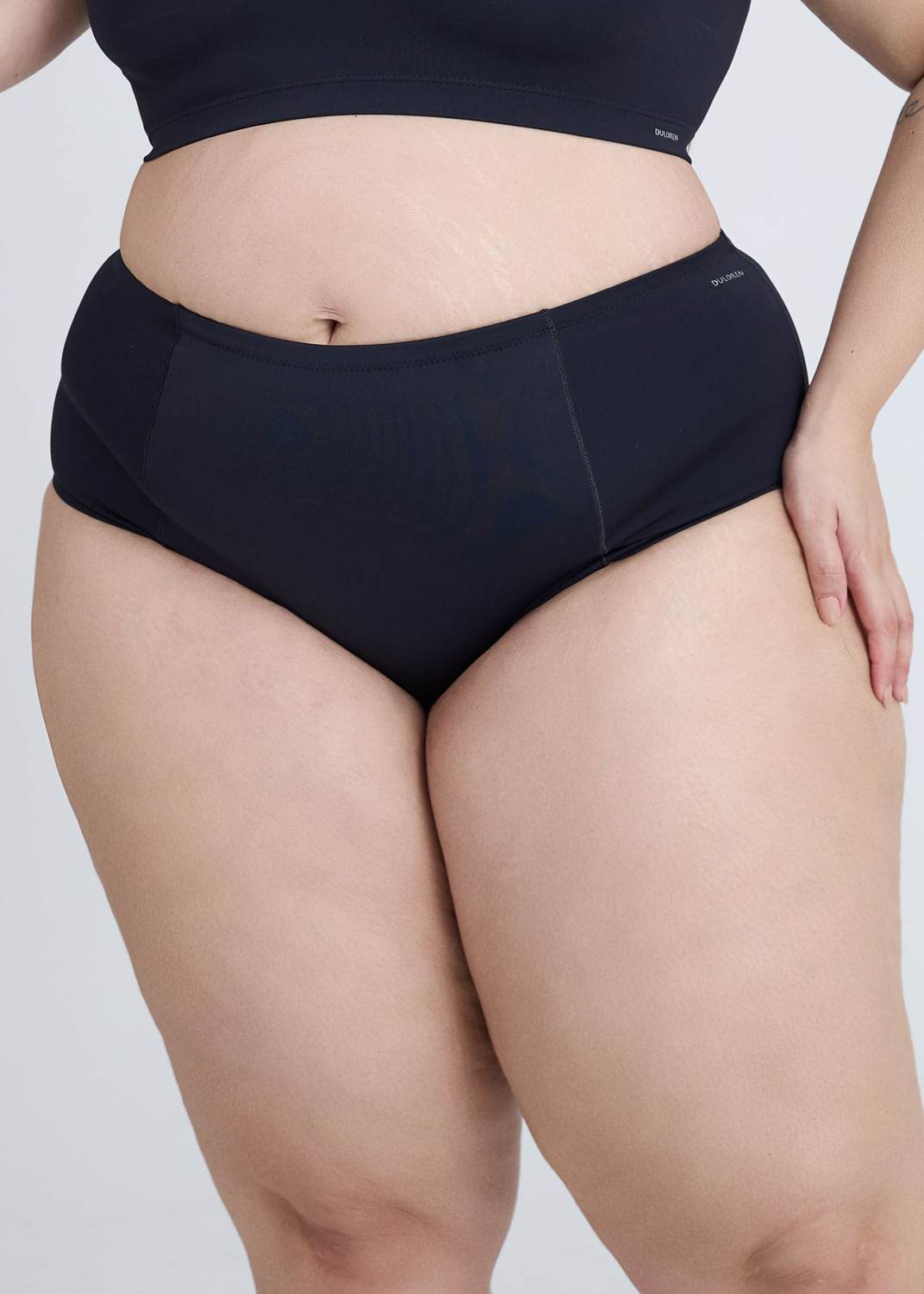 Calcinha Microfibra Cintura Alta Emana Plus Size PRETO