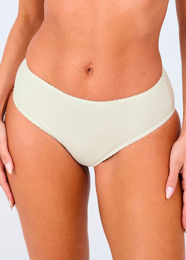 Calcinha Biquíni Cintura Média Em Microfibra Trabalhada Fio Lycra Mondrian OFF-WHITE EG