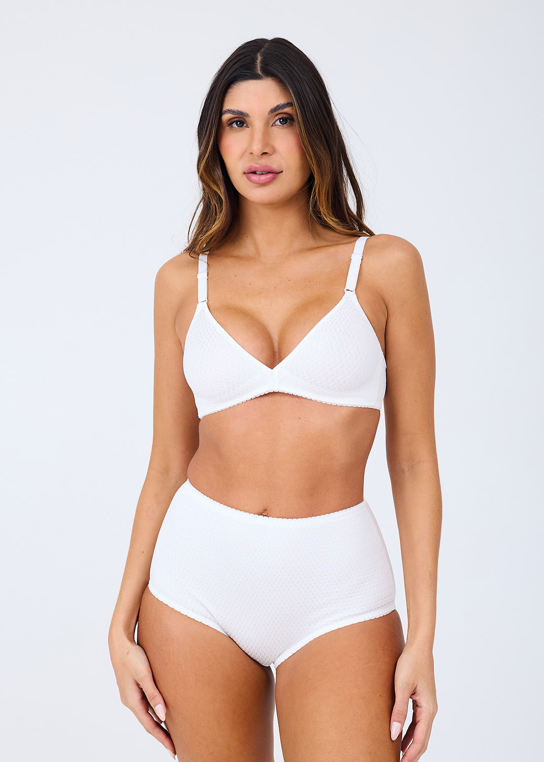 Conjunto Sutiã Triângulo e Calcinha Cintura Alta Mondrian BRANCO