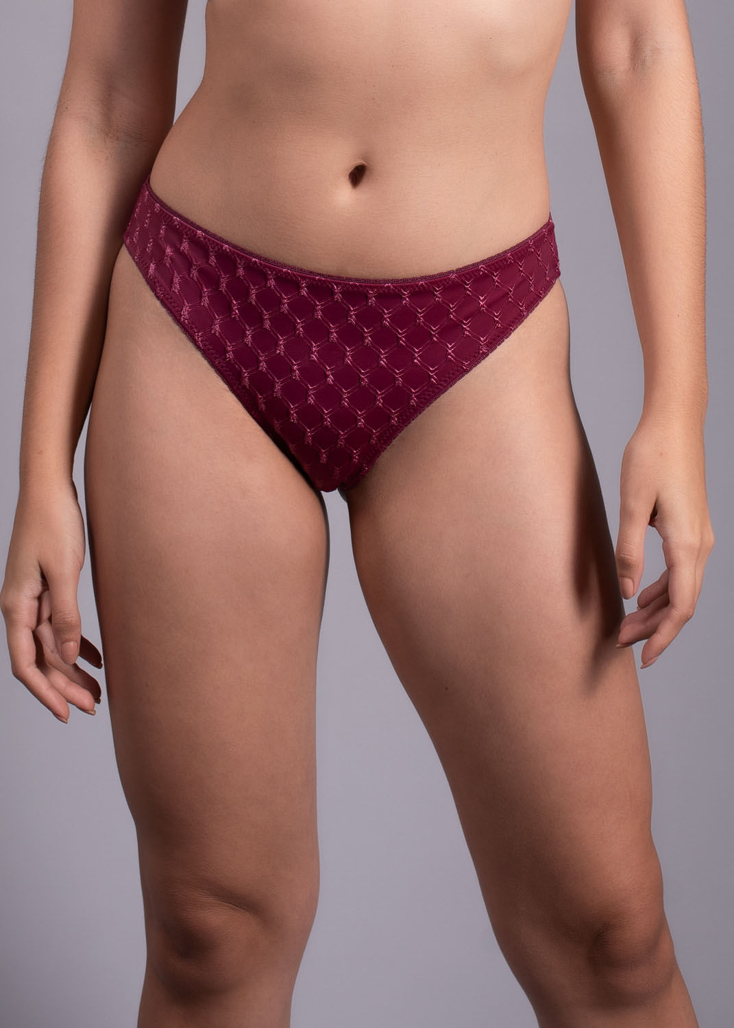 Calcinha Biquíni Em Microfibra Trabalhada Fio Lycra Paris GRENAT