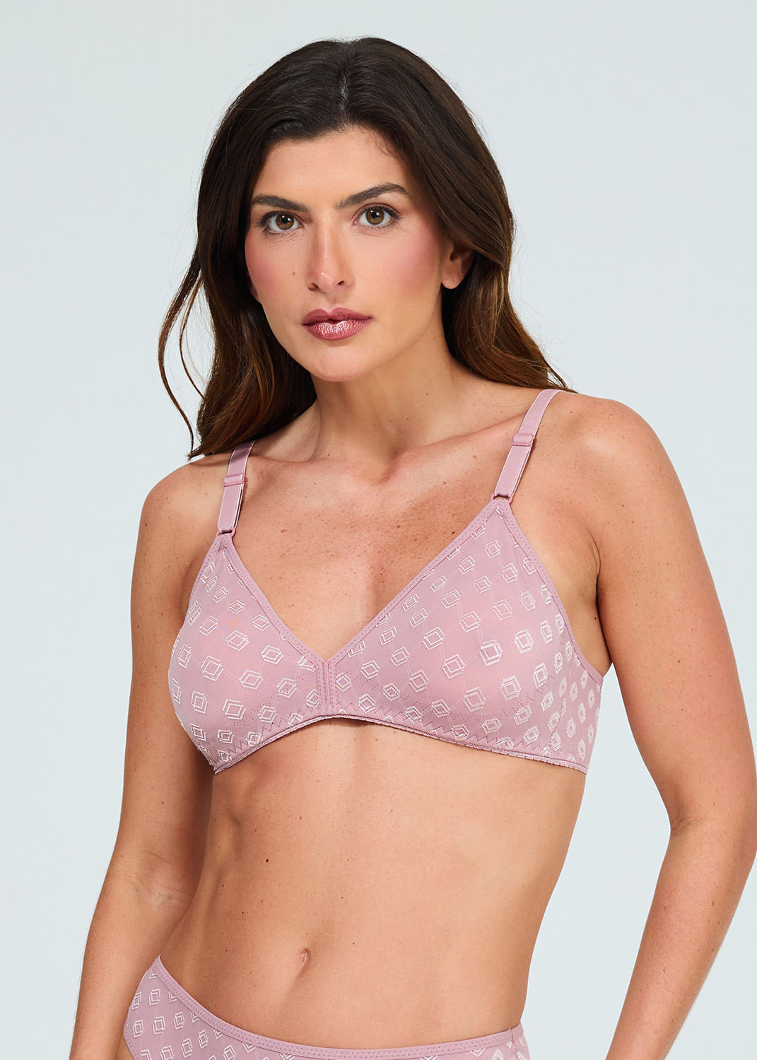 Sutiã Triângulo Sem Bojo E Sem Aro Em Microfibra Trabalhada Fio Lycra Jazz ROSE PASSÉ