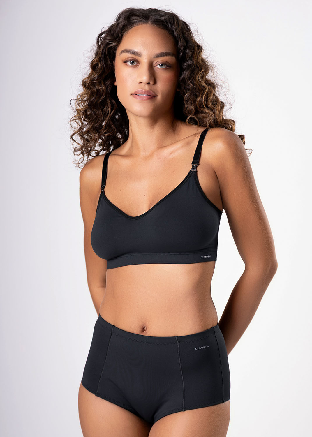 Conjunto Sutiã e Calcinha Cintura Alta Emana PRETO