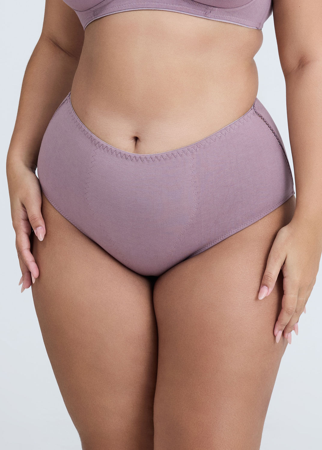 Calcinha Cintura Alta Cavada Com Reforço Frontal Em Modal BERINJELA