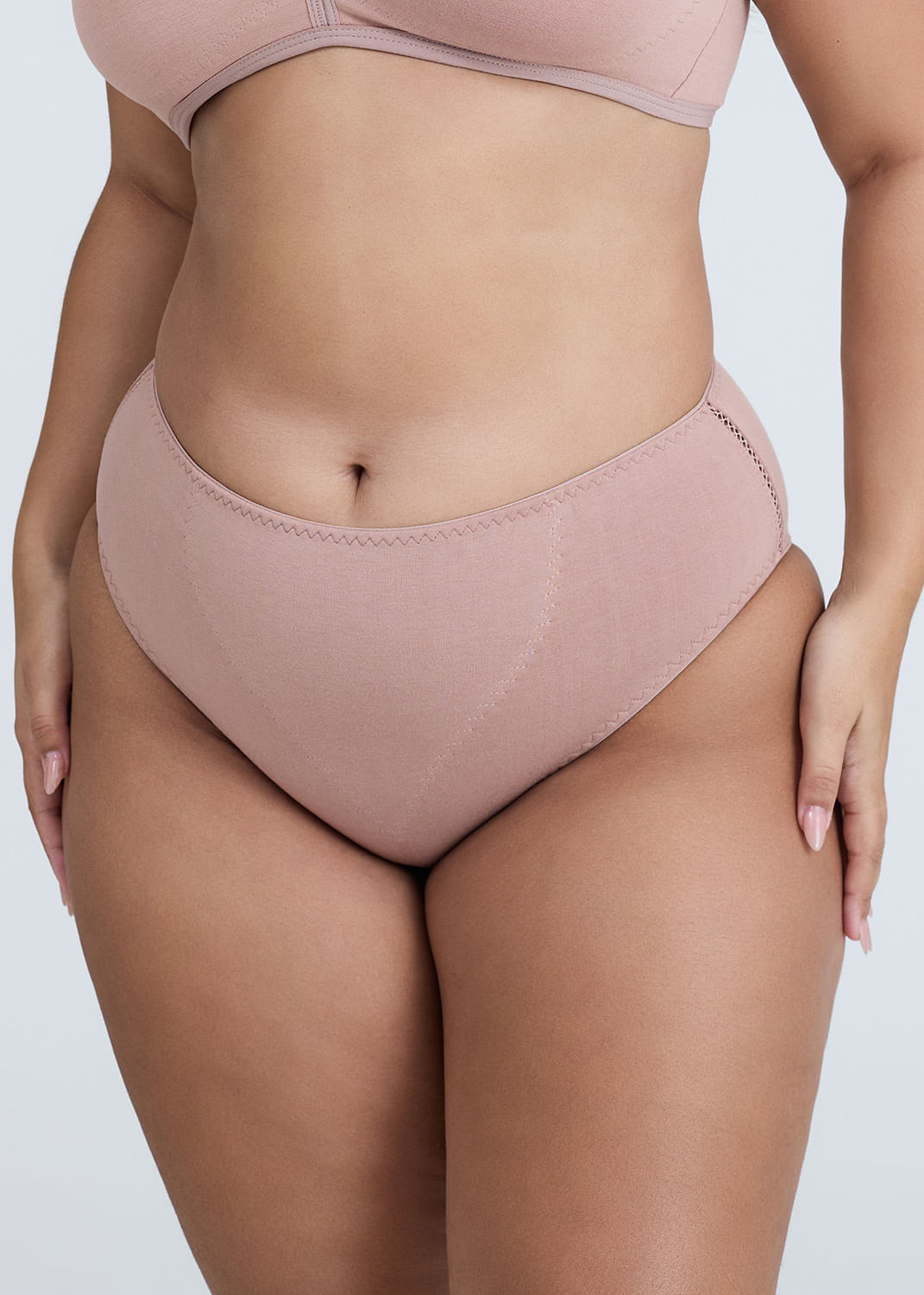 Calcinha Cintura Alta Cavada Com Reforço Frontal Em Modal CASTANHA